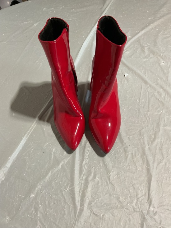 TOP Moda Shoes - Red Patent Pointed Toe Ankle Boots - Women 1087